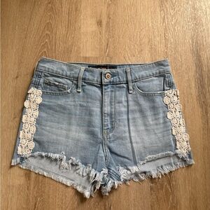 Women's Denim Shorts with Lace Trim